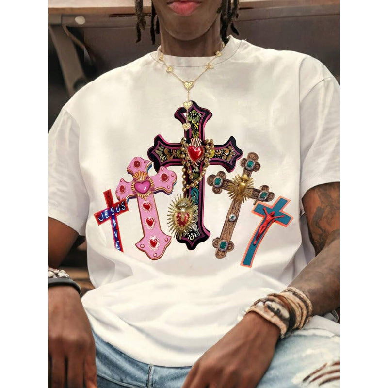 Mens Printed Cotton Crew Neck T-Shirt