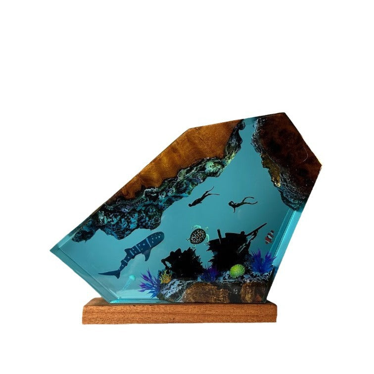 Handcrafted Submarine Deep-Sea Resin Art Lamp | Luxury Ocean-Themed Architectural Ambient Night Light