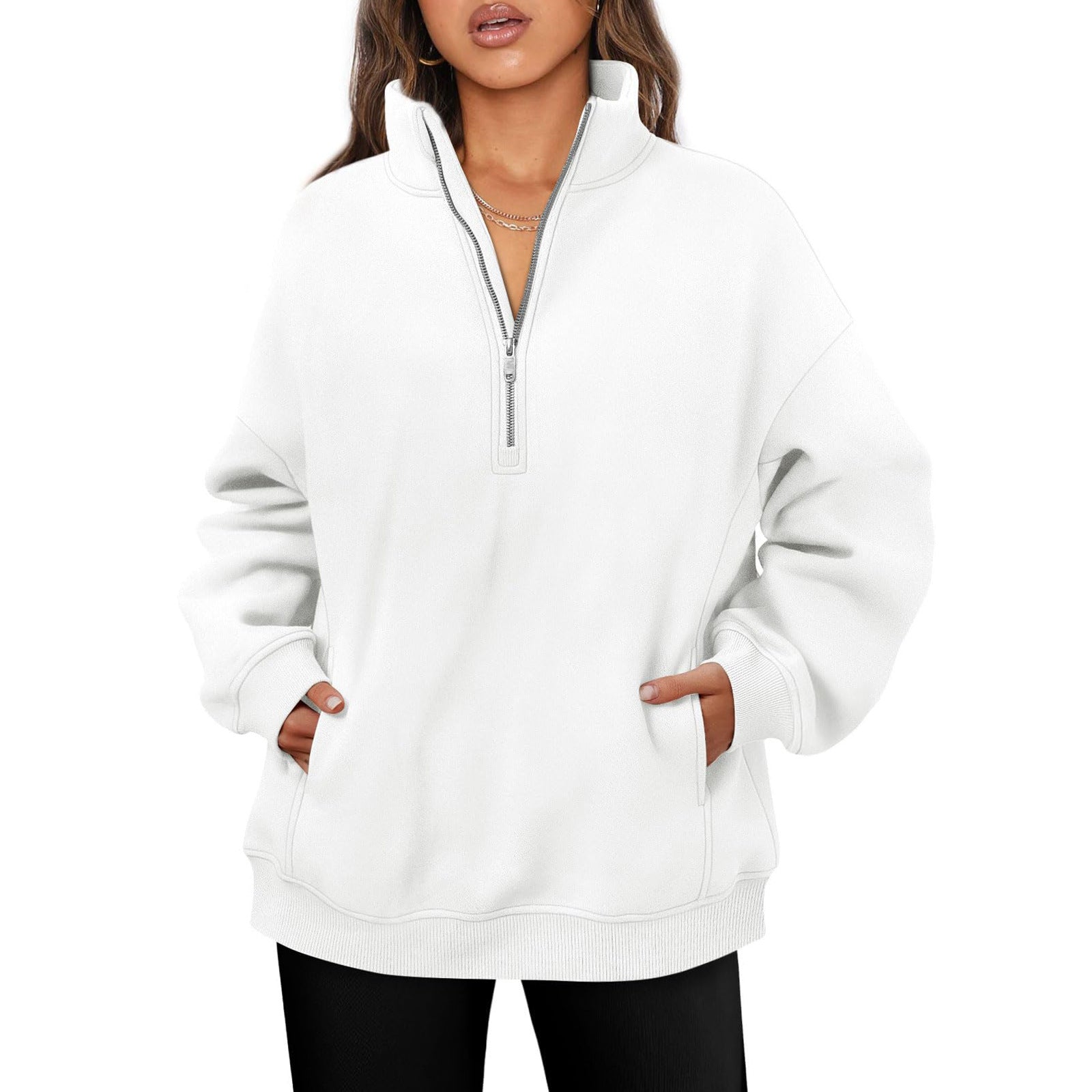 Womens Half Zip Stand Collar Sweatshirt