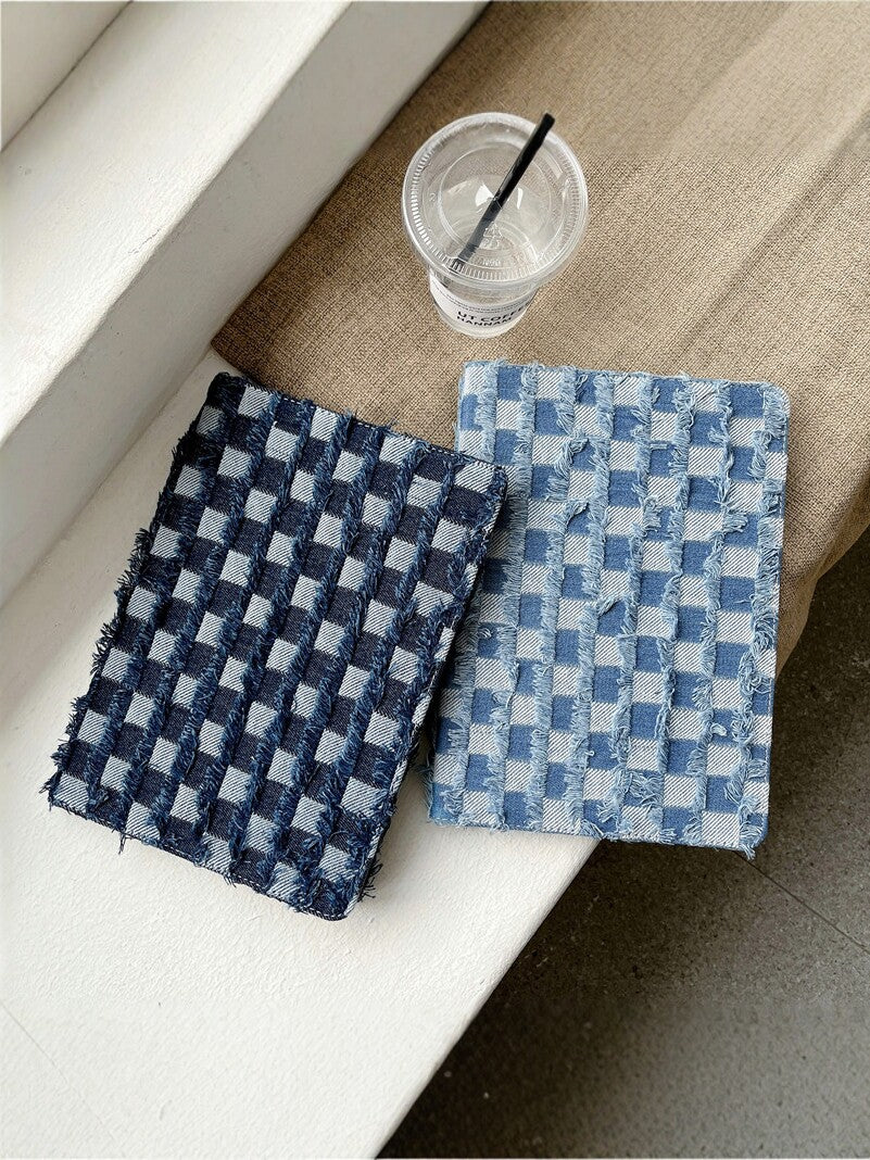 Tablet protective case with denim plaid pattern