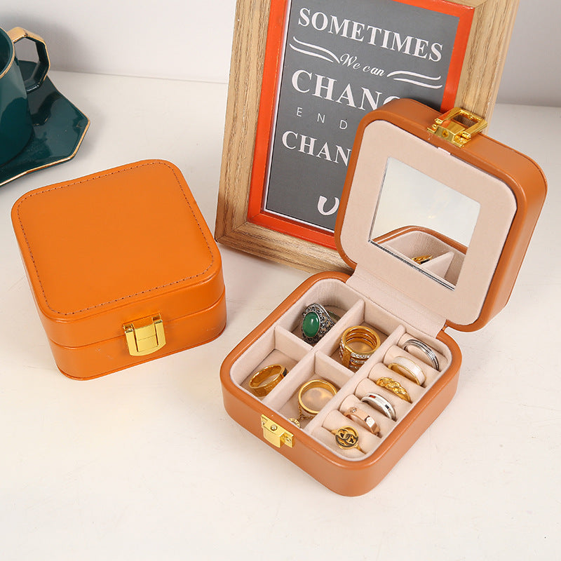 Portable Leather Jewelry Storage Box