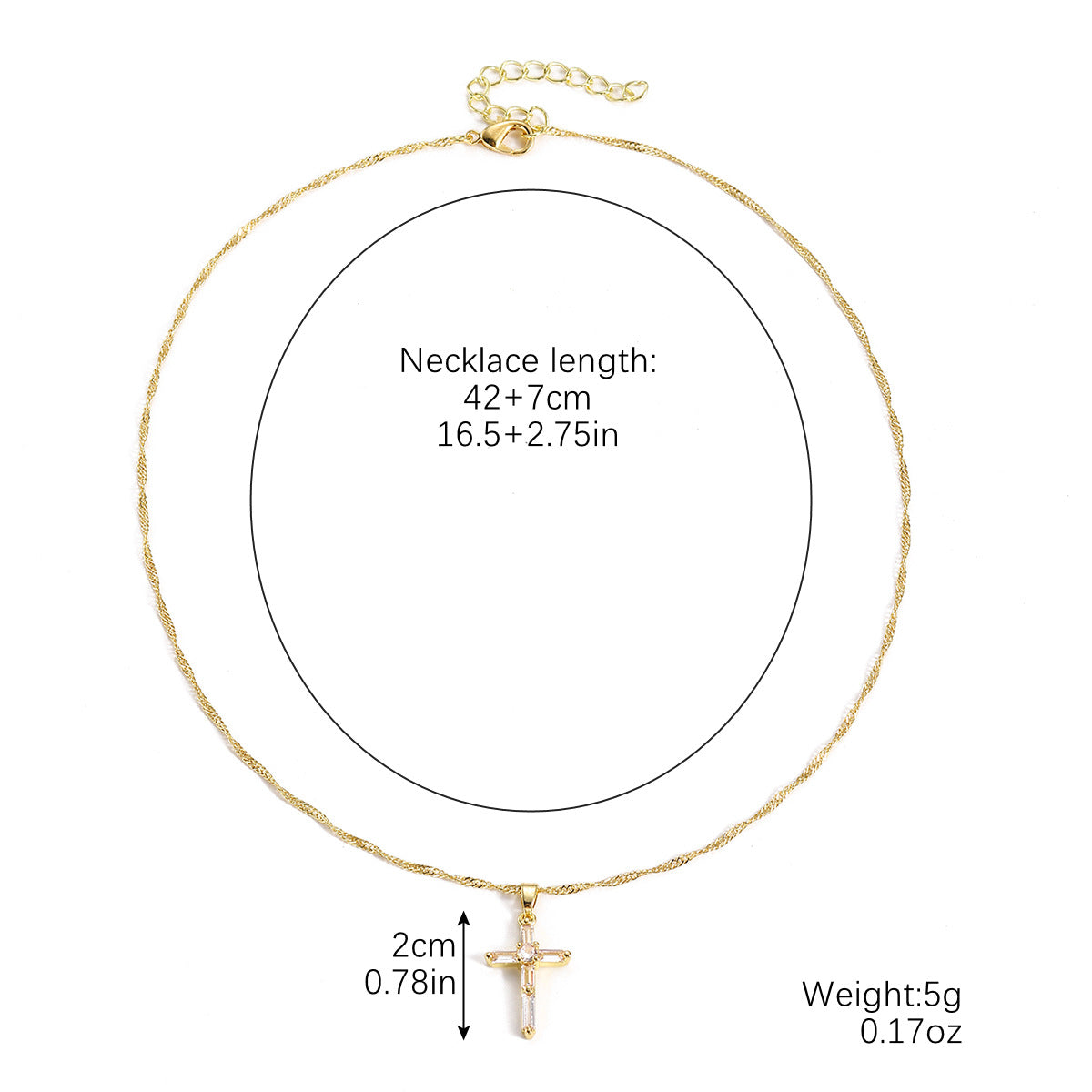 Zircon Cross Pendant Necklace