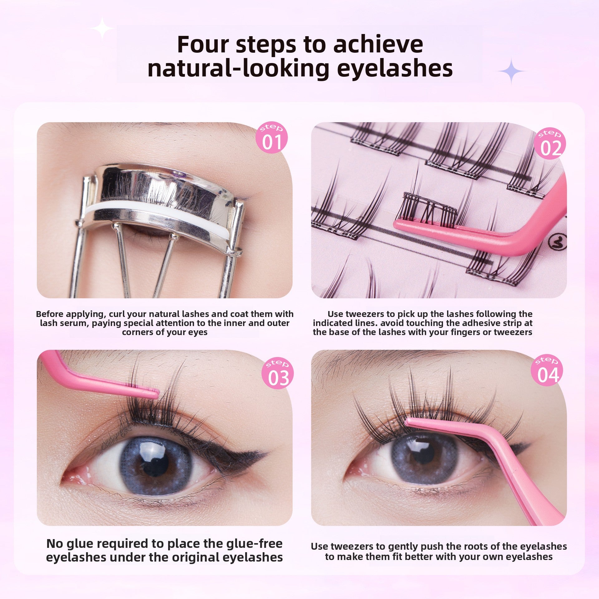 Glue-Free False Eyelashes Natural Look