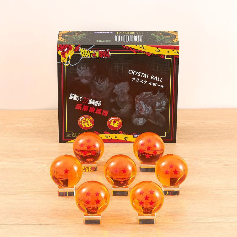 Collector-Edition Seven Dragon Ball Replica Set – Precision-Crafted Resin Spheres with Iconic Star Patterns & Display Base