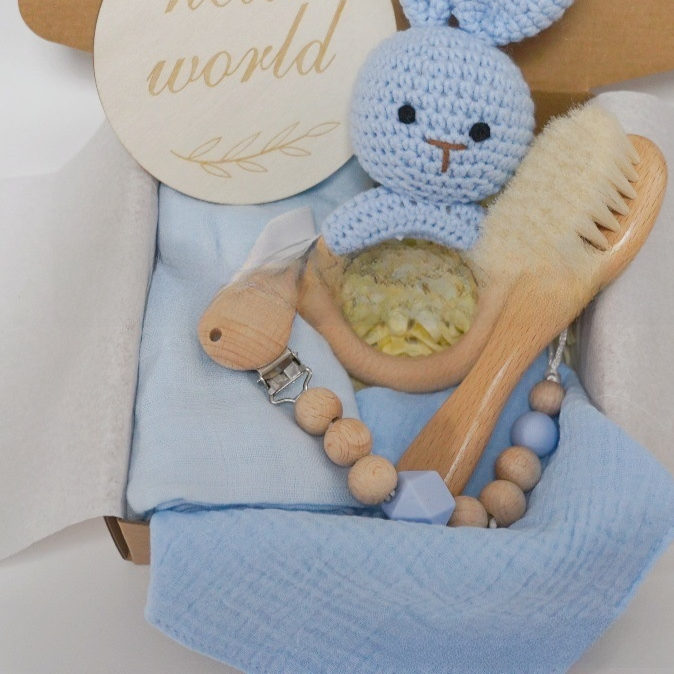 Handmade Crochet Rabbit Rattle Baby Care Set