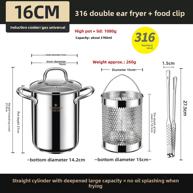 Stainless Steel Multi-Function Fryer Pot with Strainer