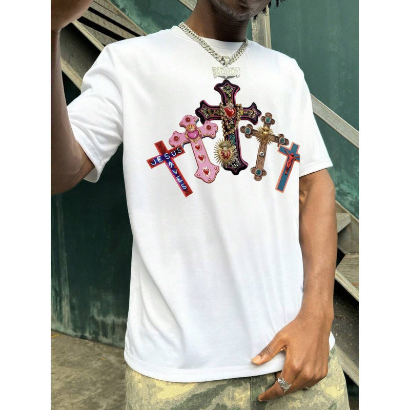 Mens Printed Cotton Crew Neck T-Shirt