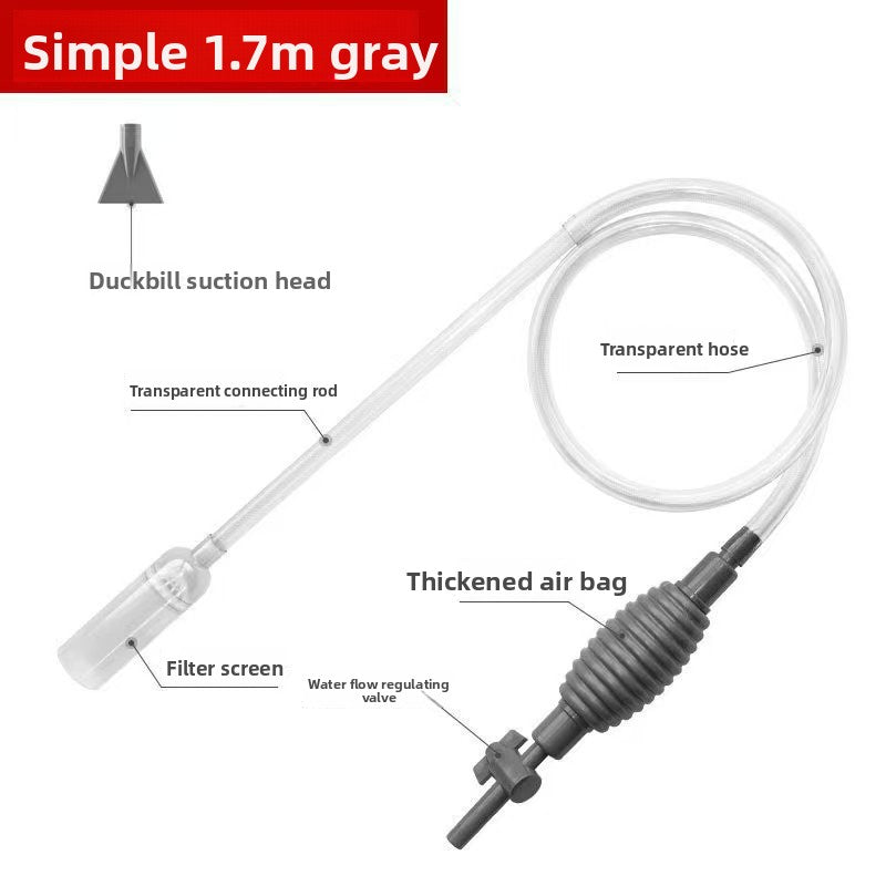 Multi-Function Aquarium Siphon Water Changer & Gravel Cleaner - Manual Fish Tank Sand Washer Vacuum Kit with Duckbill Attachment (1.5m - 3m)