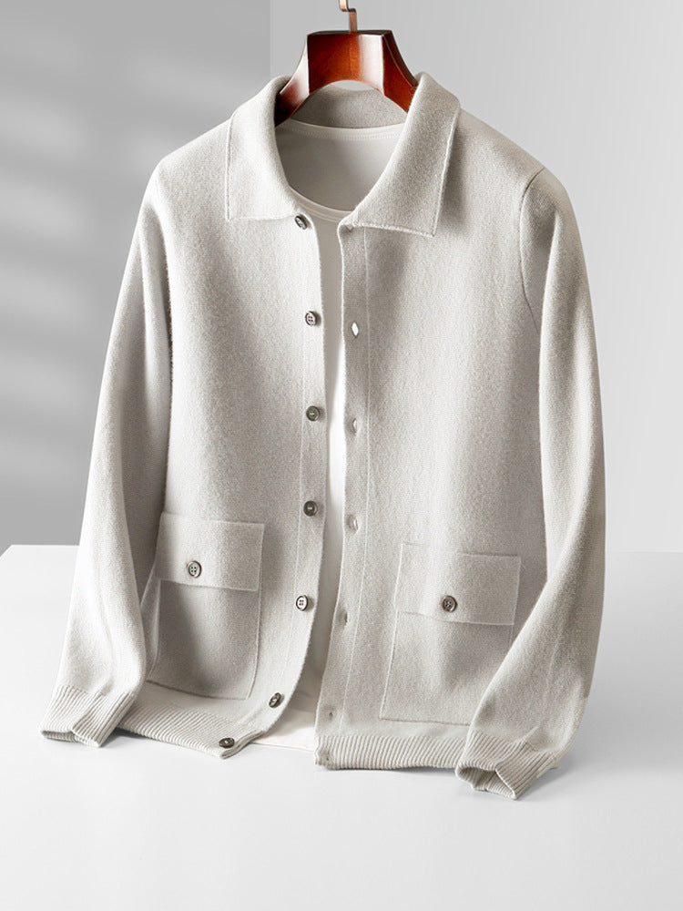 Mens Wool Lapel Cardigan