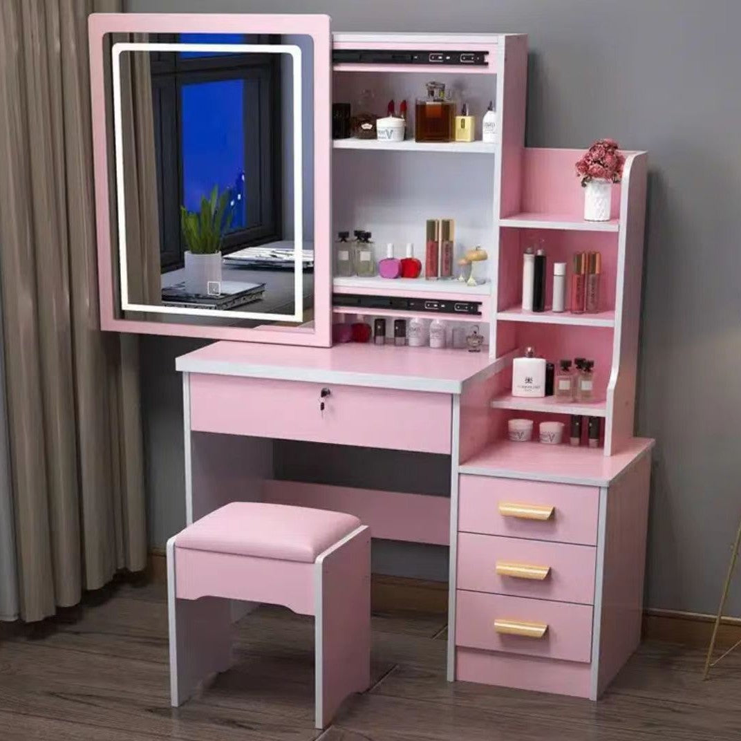 Modern Dressing Table with Mirror and Stool