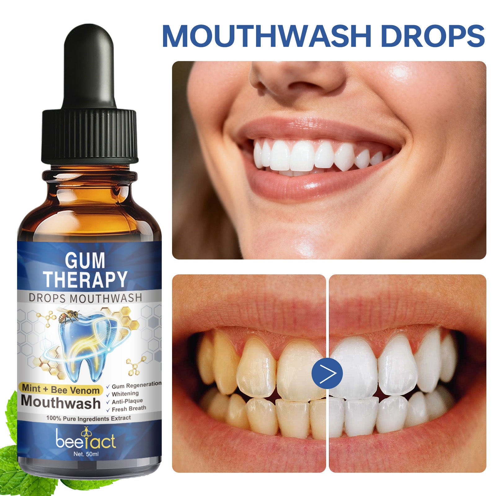 Professional-Grade Gum Therapy & Mint Oral Cleansing Drops – Advanced Anti-Bacterial Botanical Freshness Elixir (50ml)