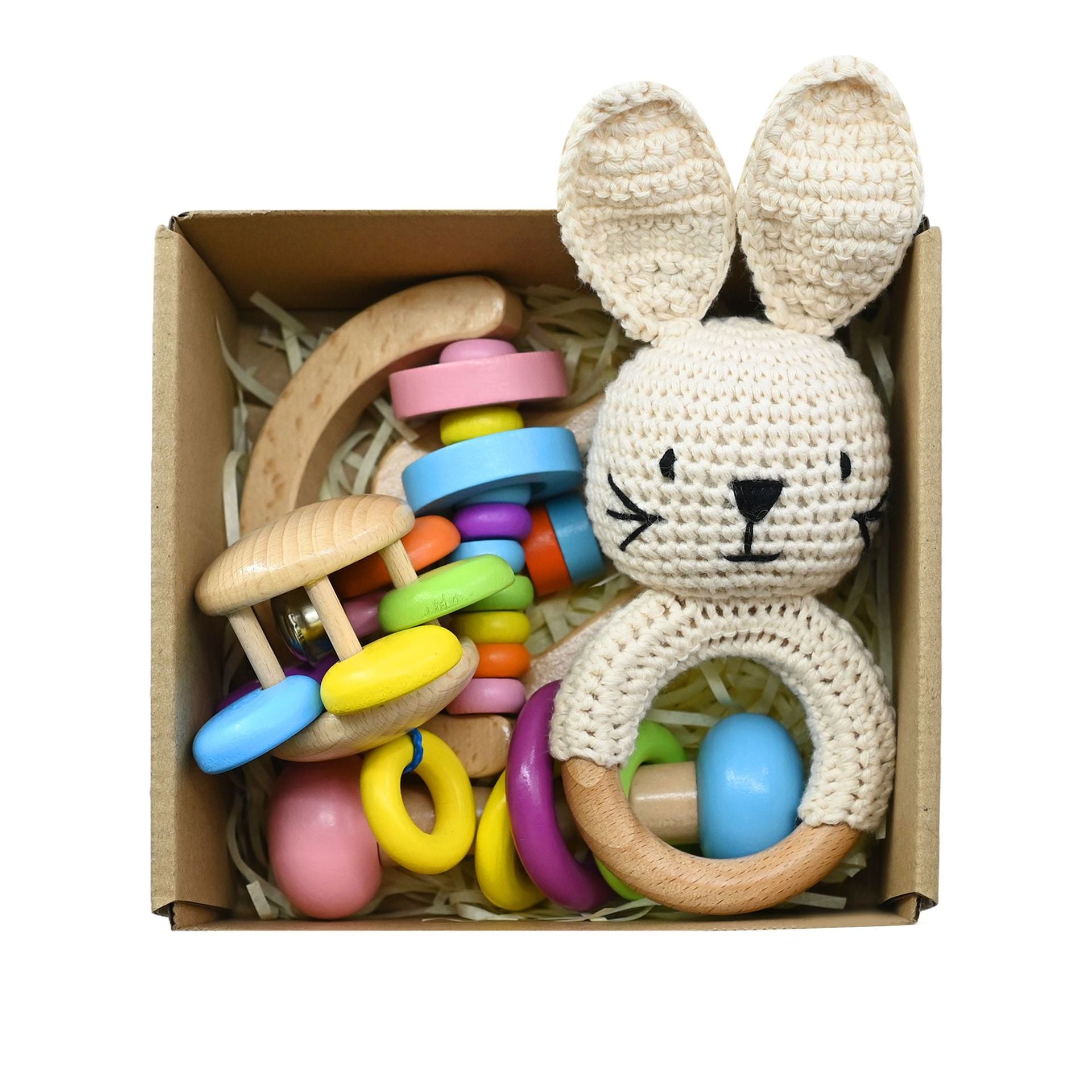 Handmade Crochet Wooden Animal Rattle
