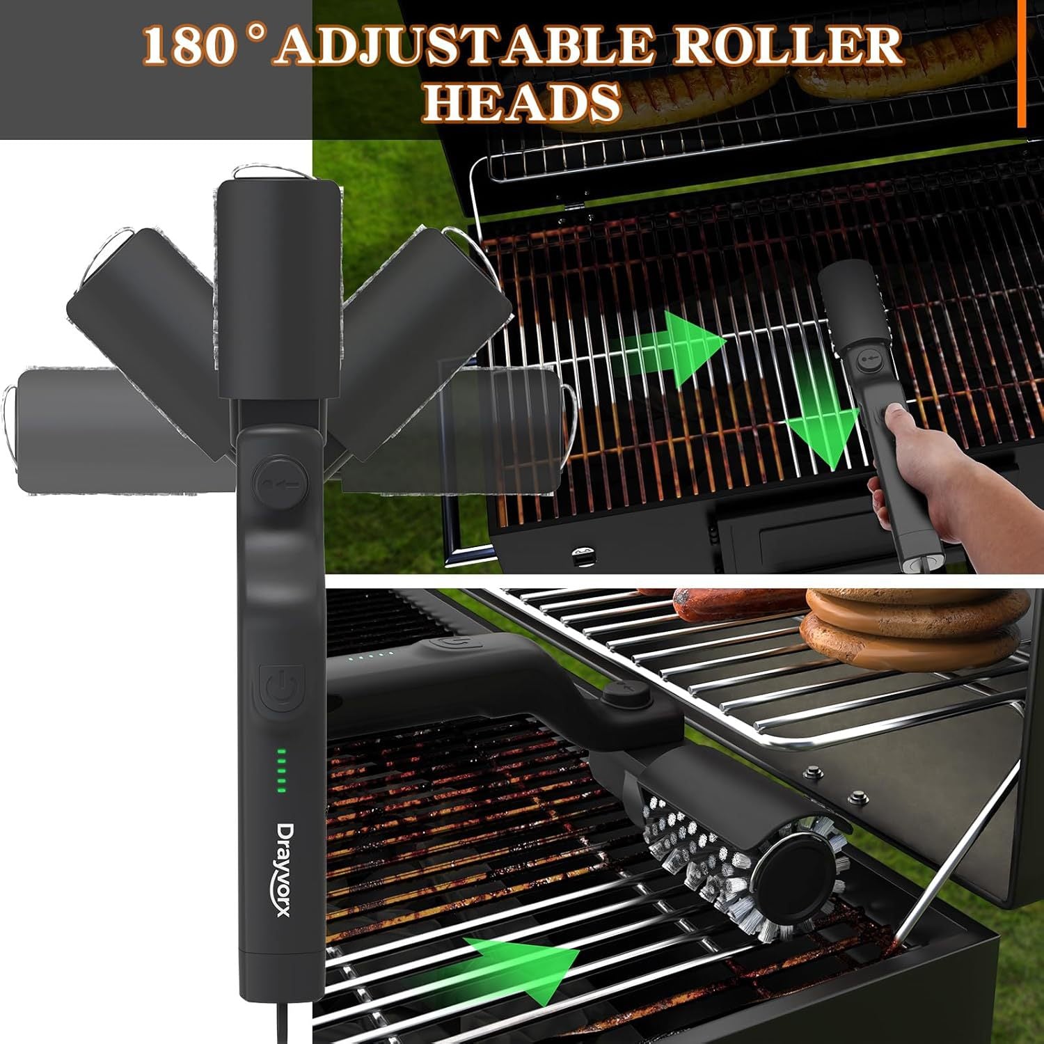Grill Gatling Motorized Electric Grill Brush | Heavy-Duty Stainless-Steel BBQ Scraper