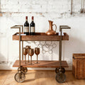 Retro Wood and Iron Storage Cart with Wheels