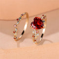 Zircon Inlaid Heart-Shaped Ring Set