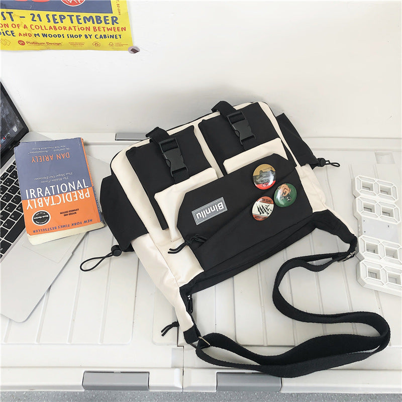 Fashion Crossbody Bag with Decorative Badges