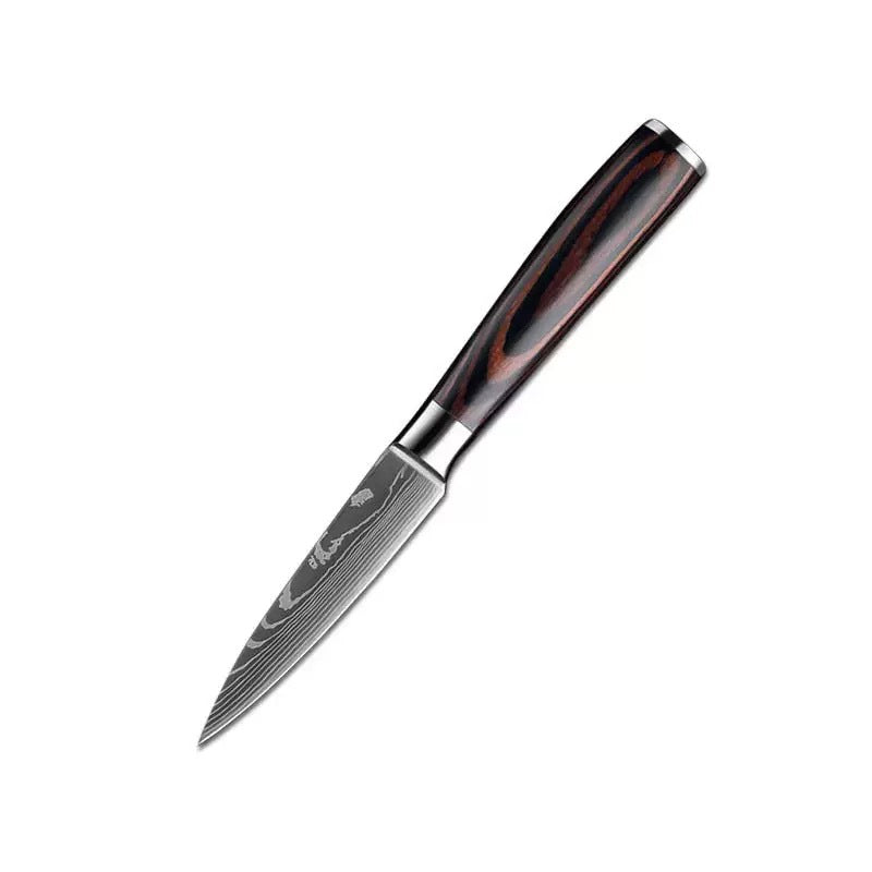 Japanese-Style Damascus Kitchen Knife Set | Professional Wood Handle Chef Knife Collection