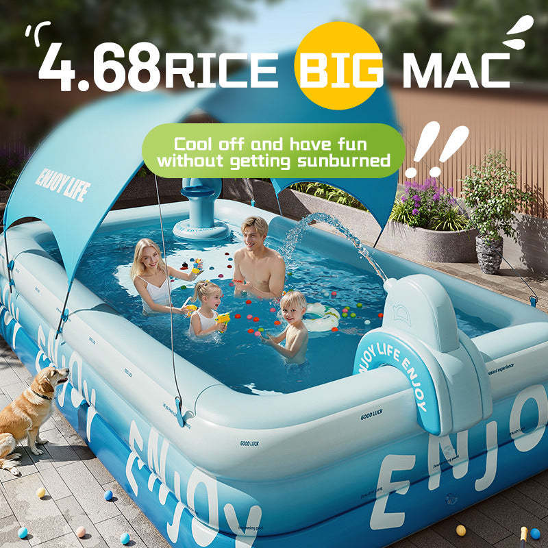 Professional-Grade Reinforced Inflatable Family Swimming Pool – Thickened Multi-Layer PVC Recreational Pool with One-Click Inflation & Comprehensive Accessory Kit (1.8m to 3.4m Options)