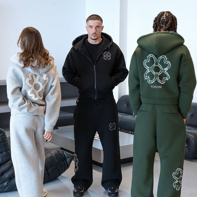 Geometric Print Hooded Zipper Sweatshirt