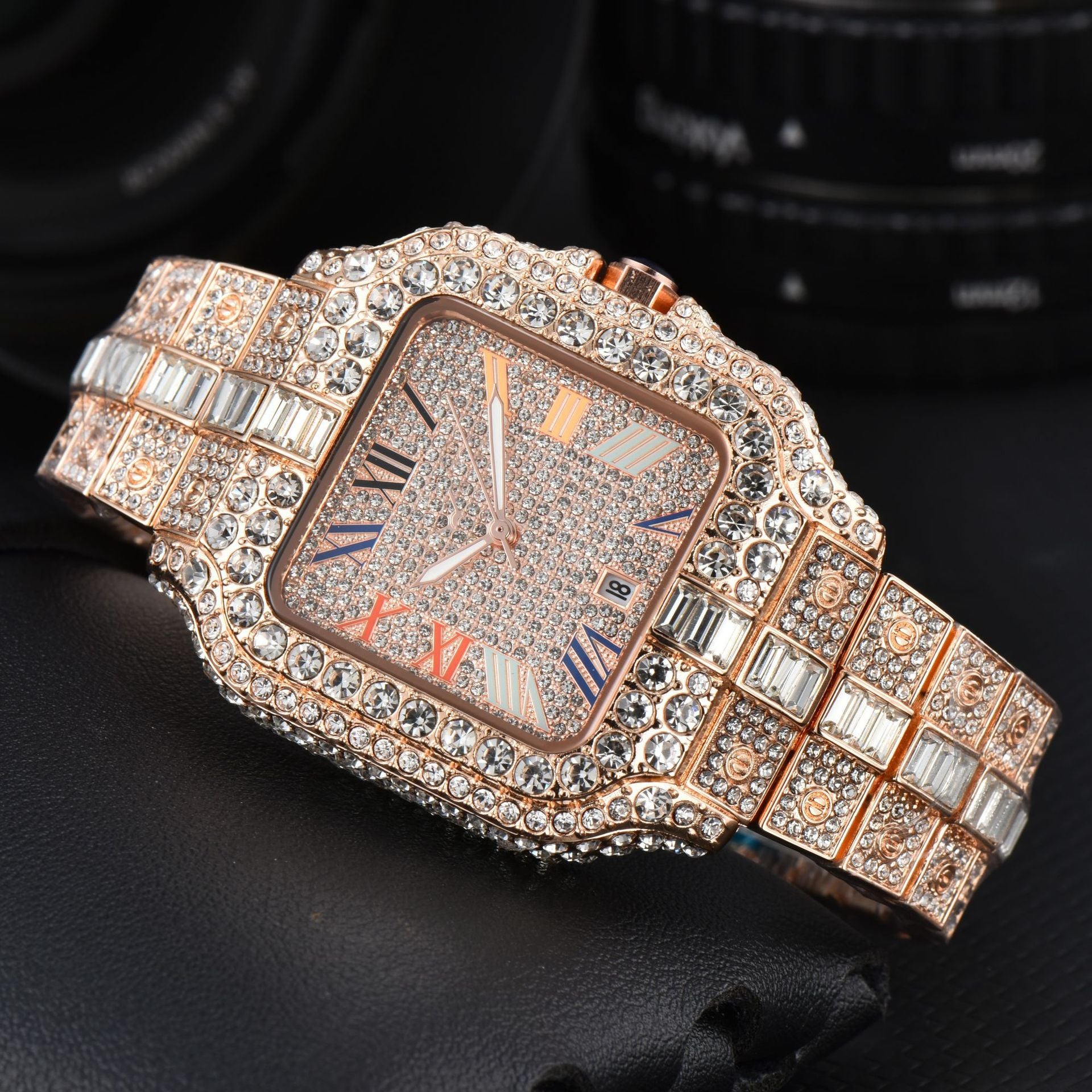 Men's Square Diamond Quartz Watch