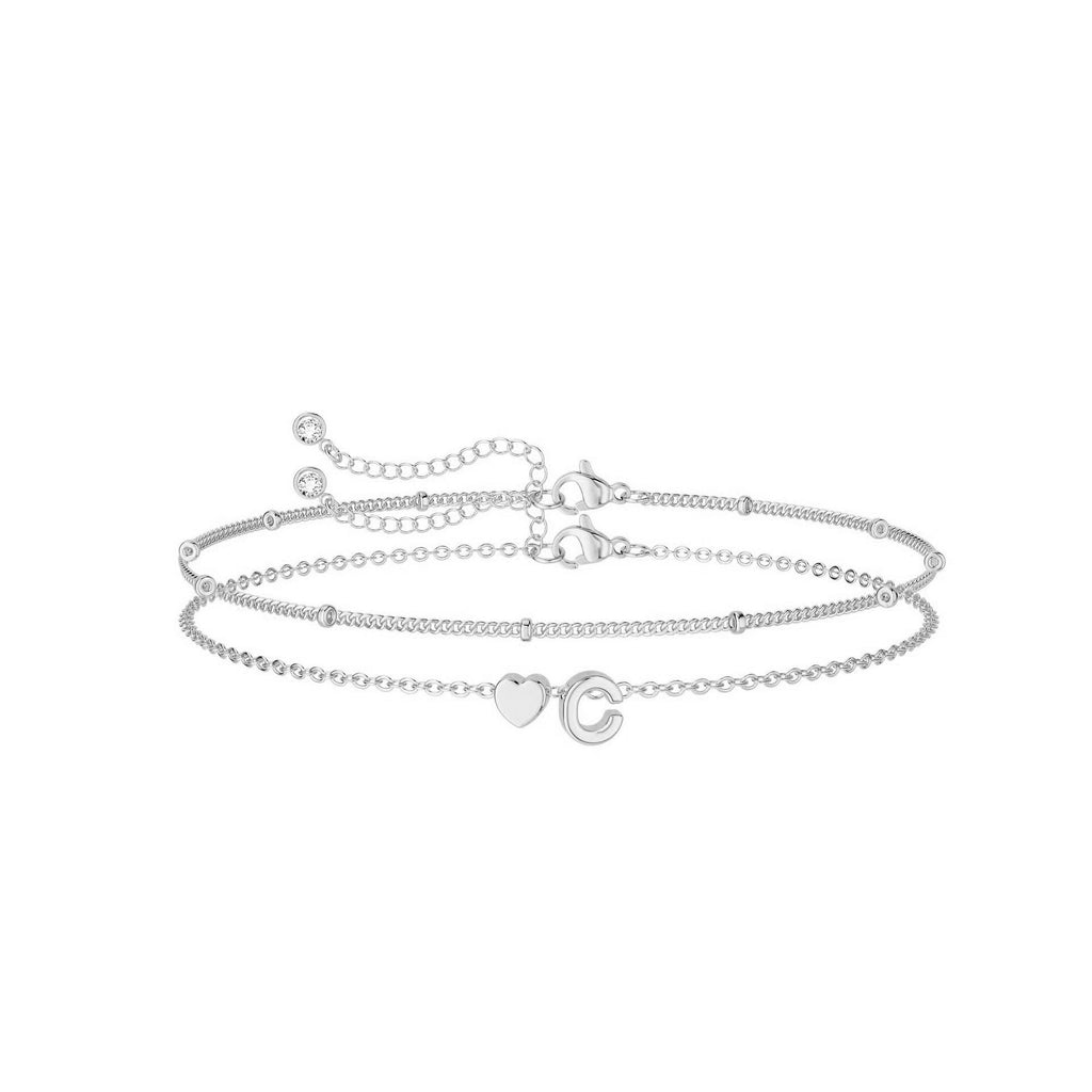 Peach Heart Letter Bracelet