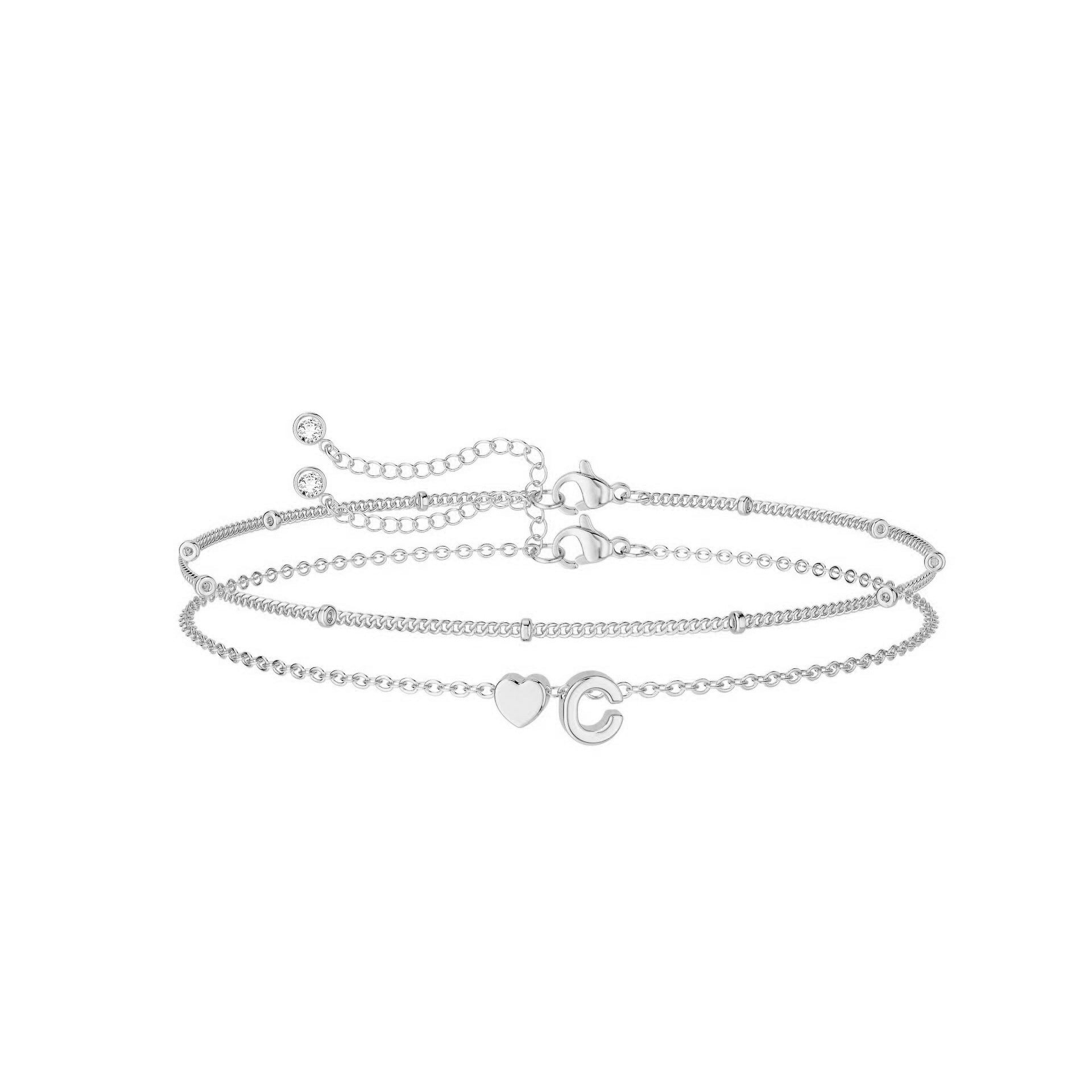 Peach Heart Letter Bracelet