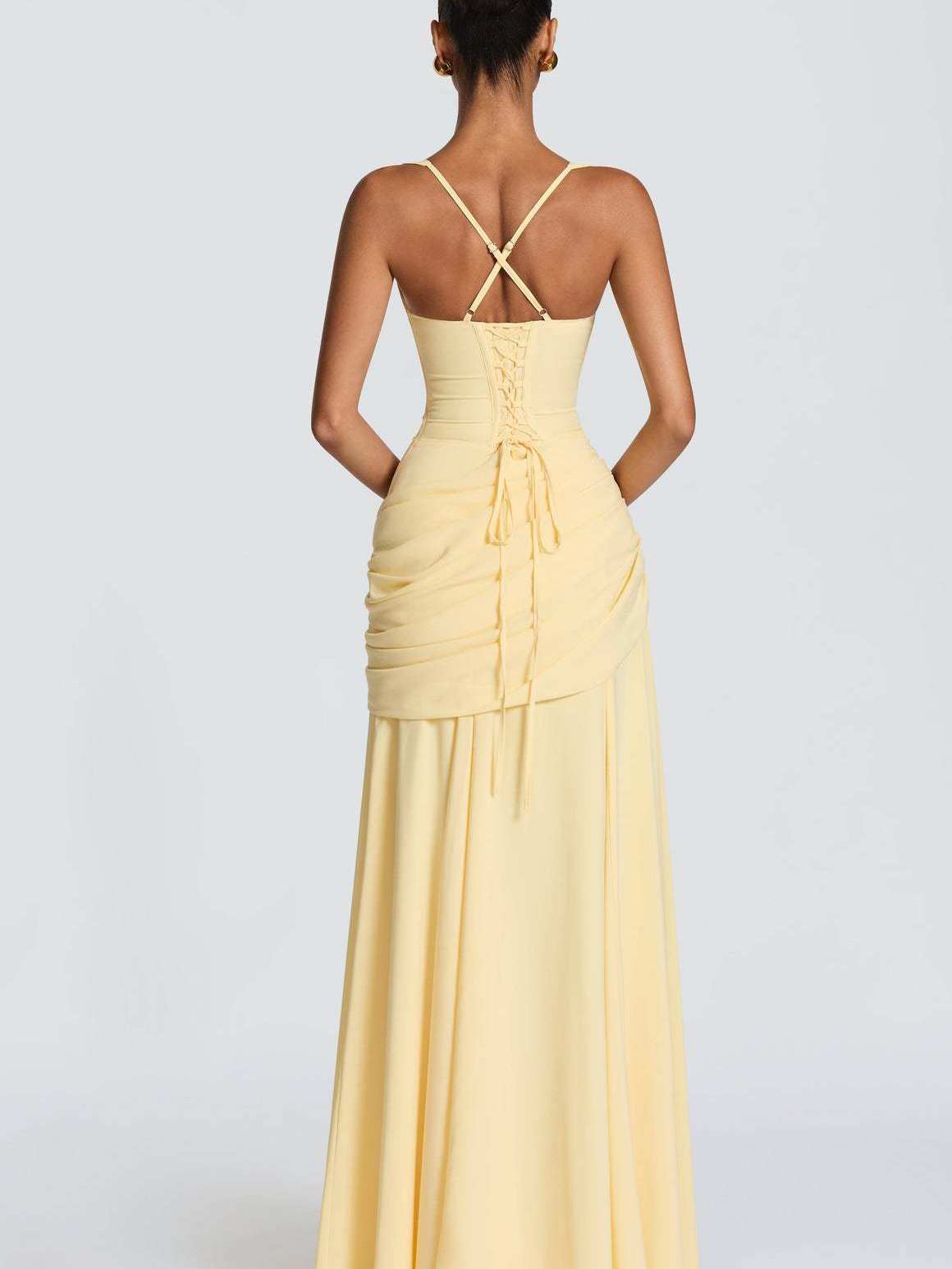 Strappy Waist Cinching A-Line Long Dress