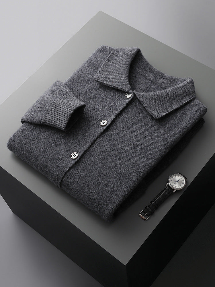 Mens Wool Lapel Cardigan