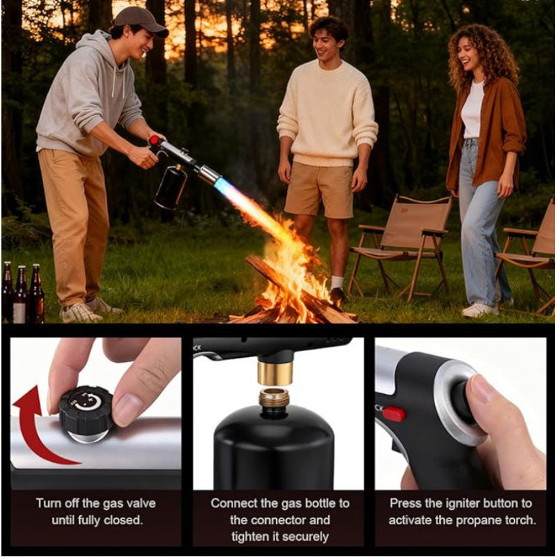 Professional High-Temperature Flame Torch Gun – Heavy-Duty 304/316 Stainless Steel Precision Igniter with Safety Lock