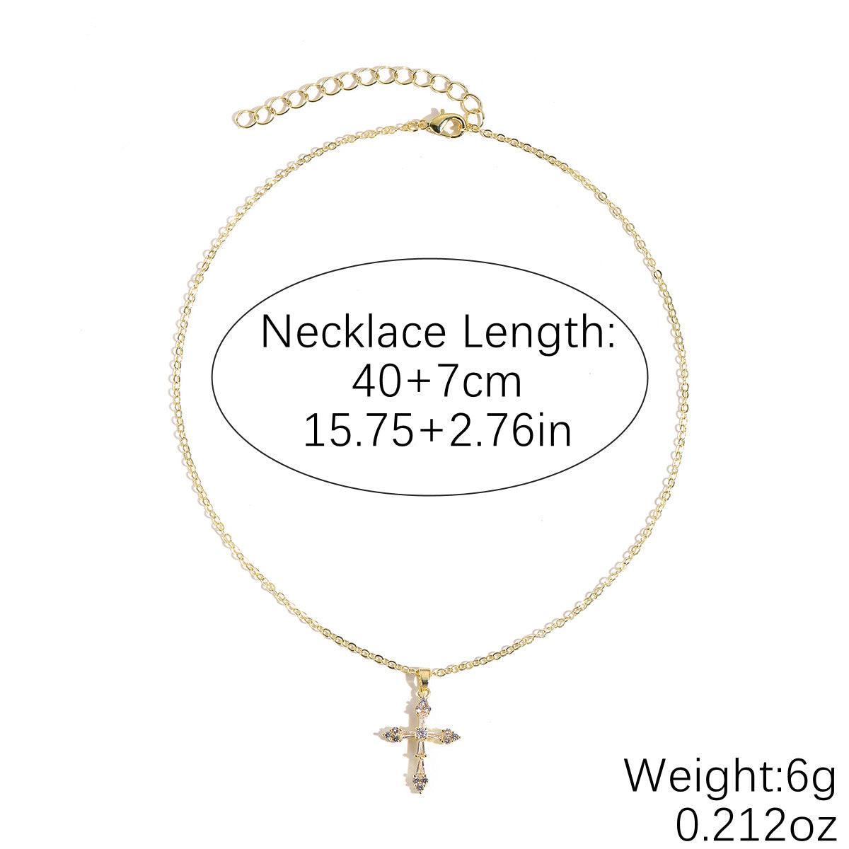 Zircon Cross Pendant Necklace