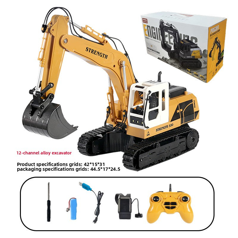 Large Alloy Remote Control Excavator – Gesture Sensor, Water Spray, Light & Music Functions