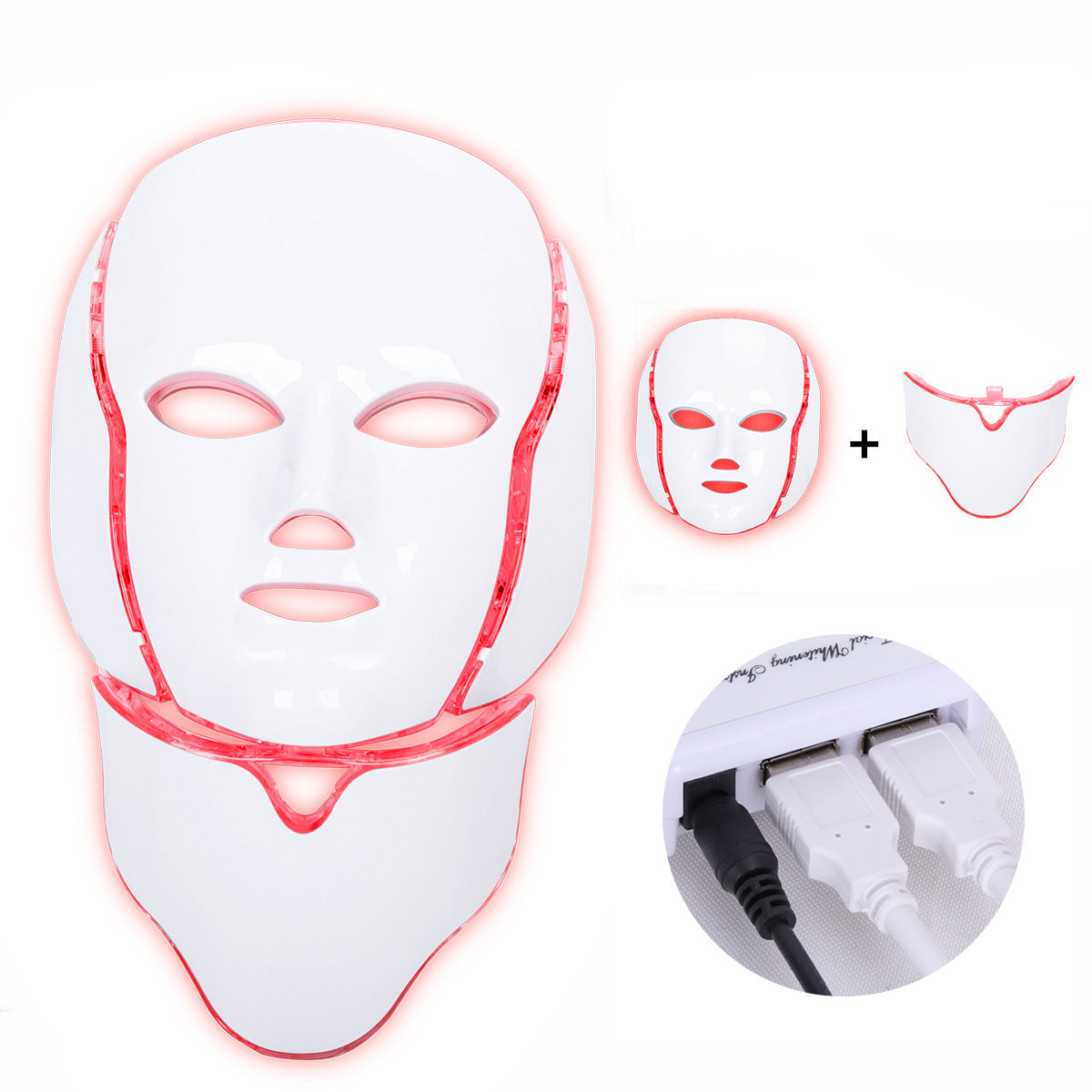 LED Photon Skin Rejuvenation Beauty Mask with 7 color light therapy and Neck coverage