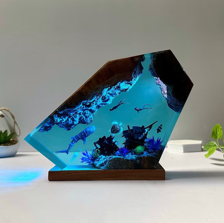 Handcrafted Submarine Deep-Sea Resin Art Lamp | Luxury Ocean-Themed Architectural Ambient Night Light