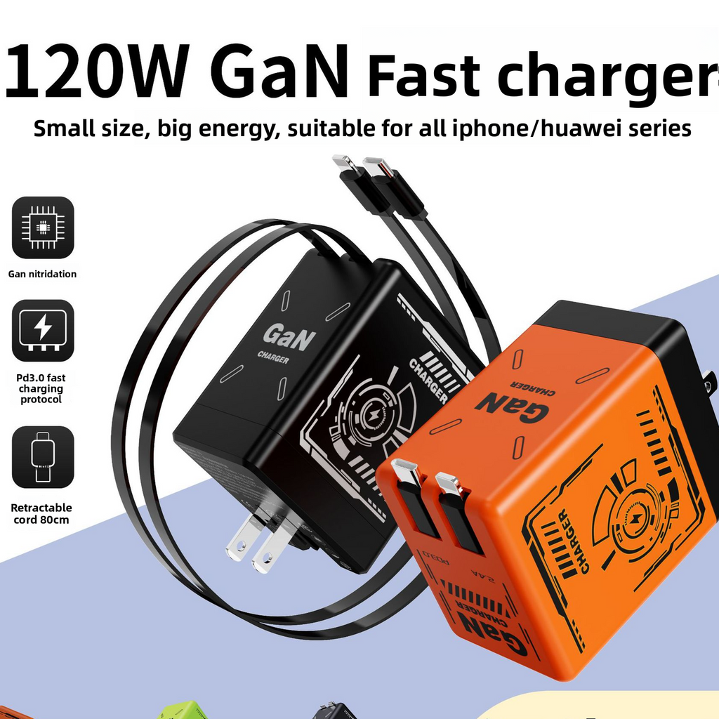 120W GaN Charger with Retractable Cable