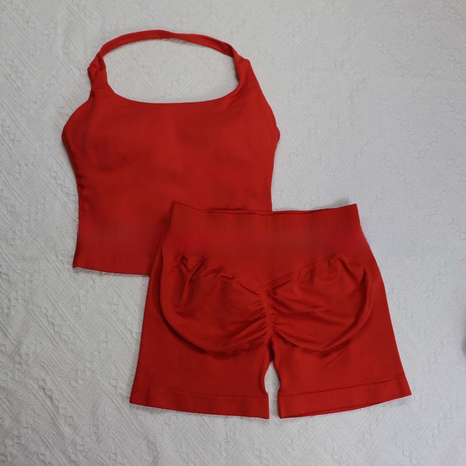 Seamless Yoga Halter Vest and Shorts Set