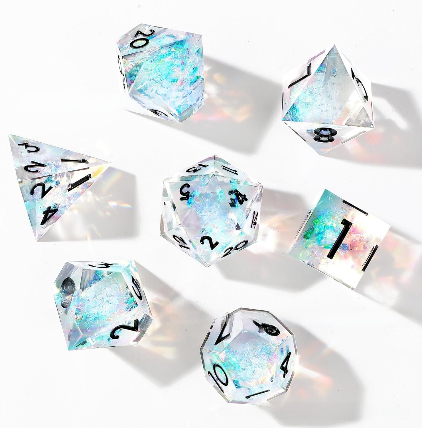 Epoxy Resin Polyhedral Dice Set for Tabletop RPG Games