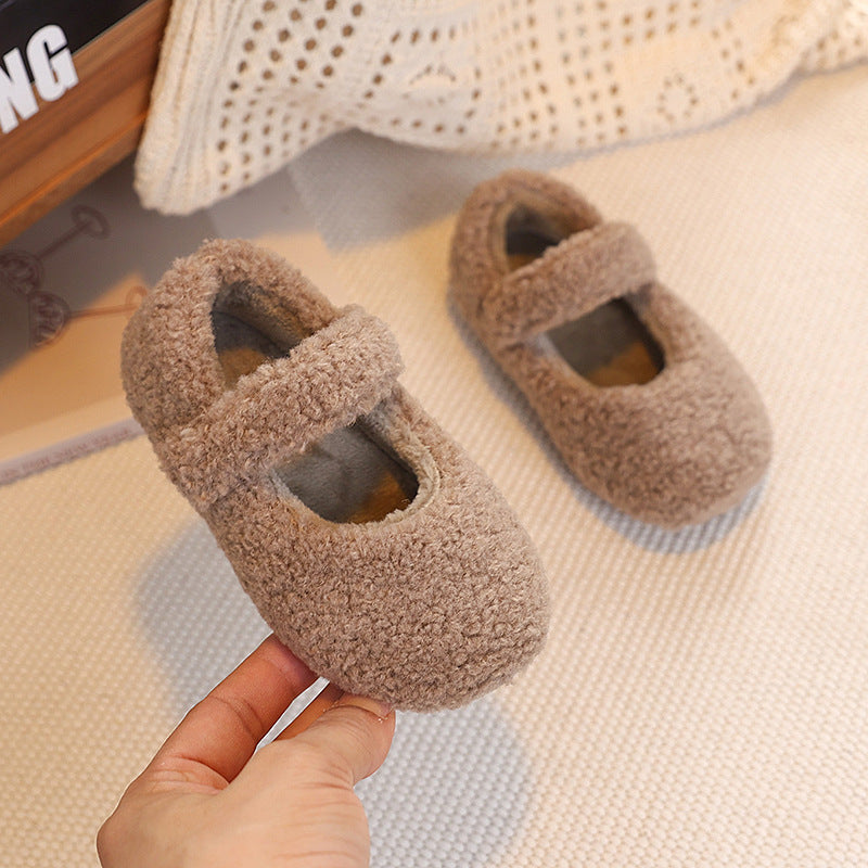 Childrens Plush Velcro Winter Shoes