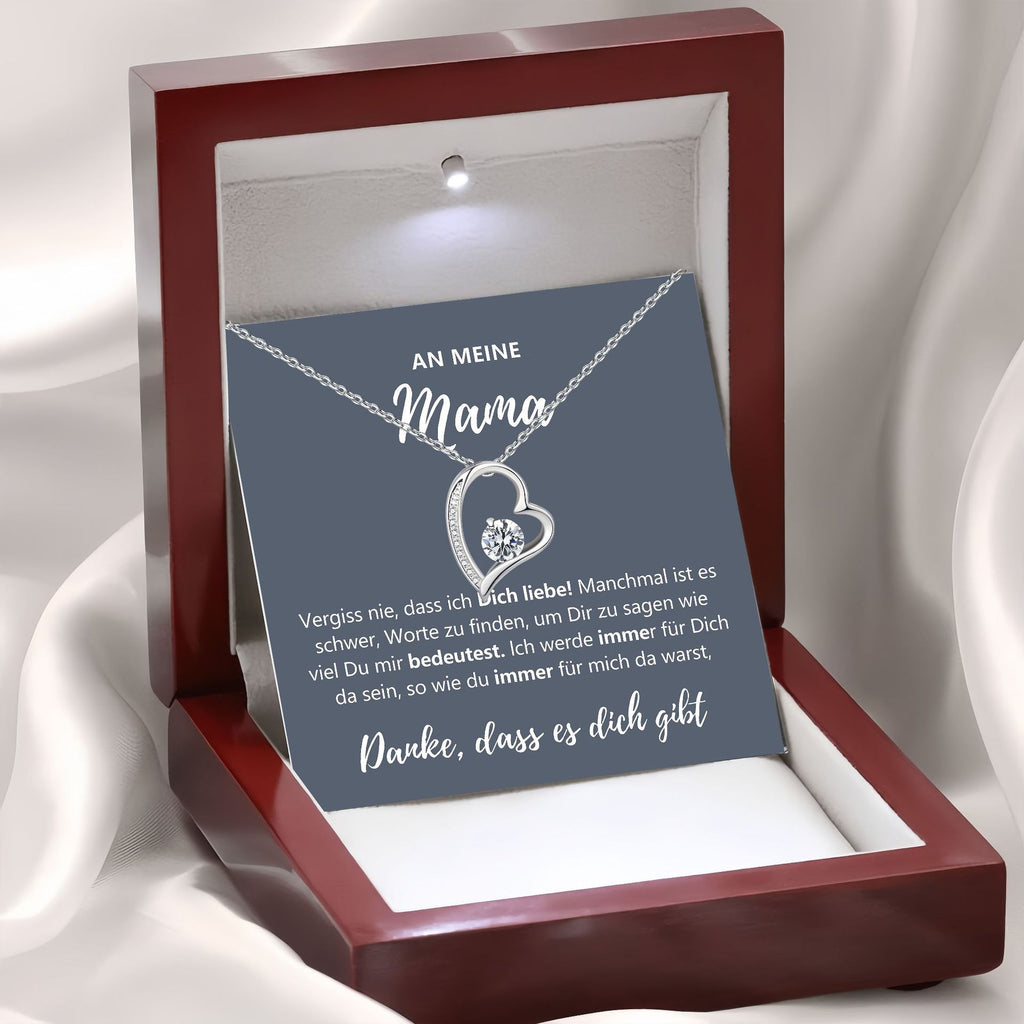 "To My Mom" Heart Pendant Necklace Gift Set | Sparkling Zirconia Titanium Steel Jewelry With Luxury Wooden Box For Mother's Day & Birthday