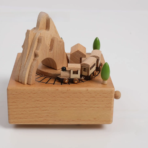 Wooden Carousel Music Box with Ballet Dancer