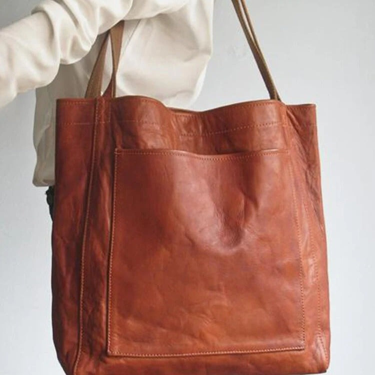 Womens Retro Leather Tote Bag