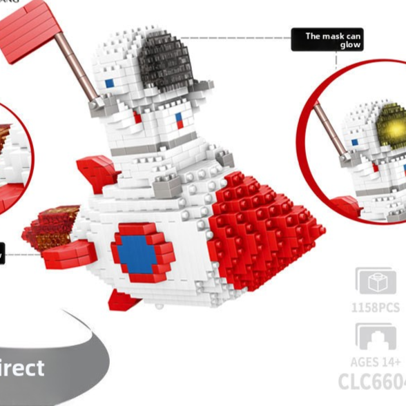 Astronaut Theme Glow Micro-Particle Building Blocks