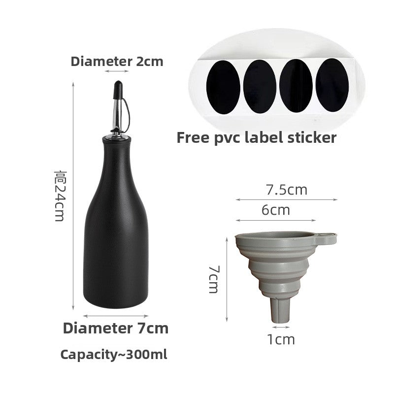 Ceramic Oil Bottle with Leak-Proof Lid and Funnel