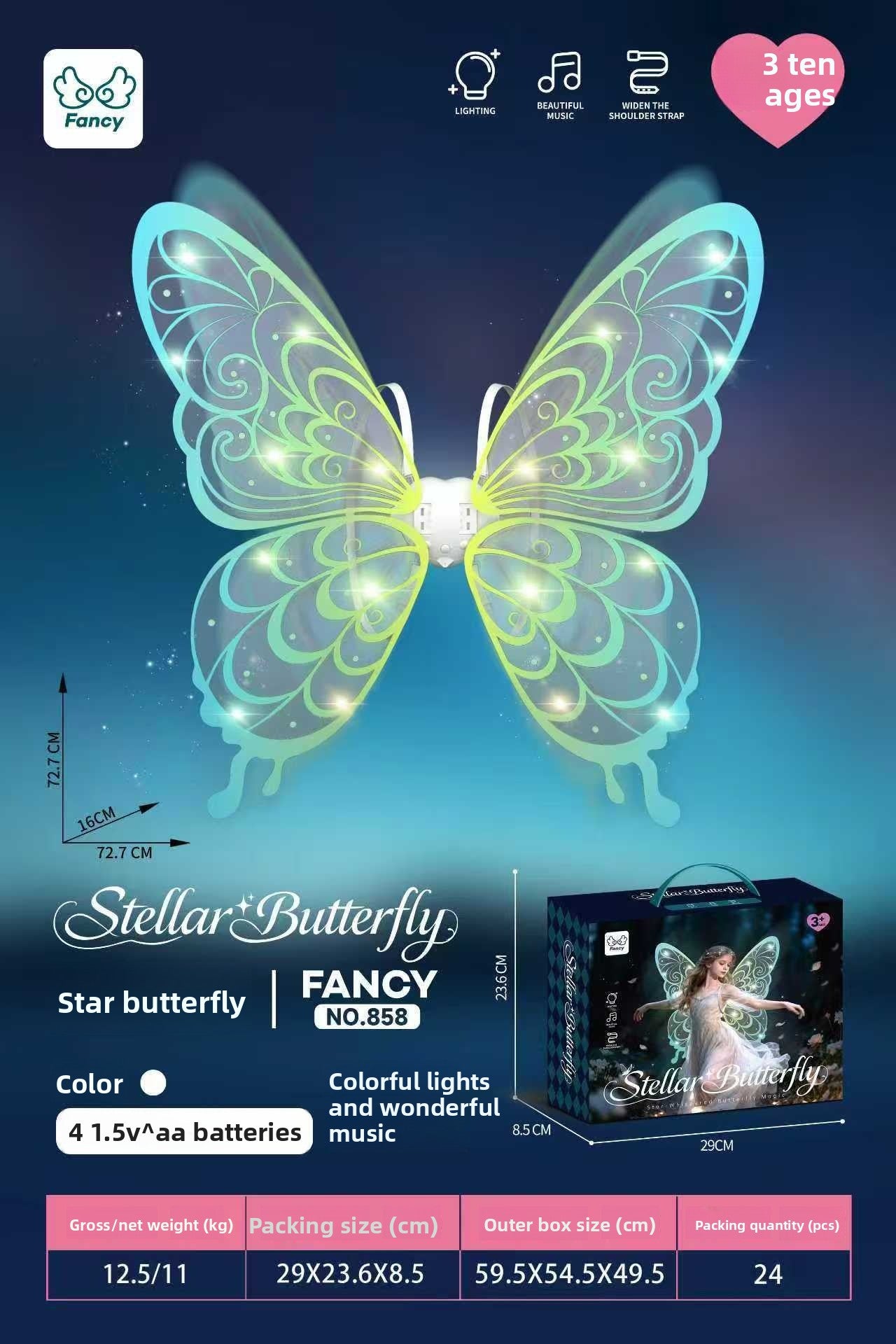 LED Light Up Moving Wings Toy