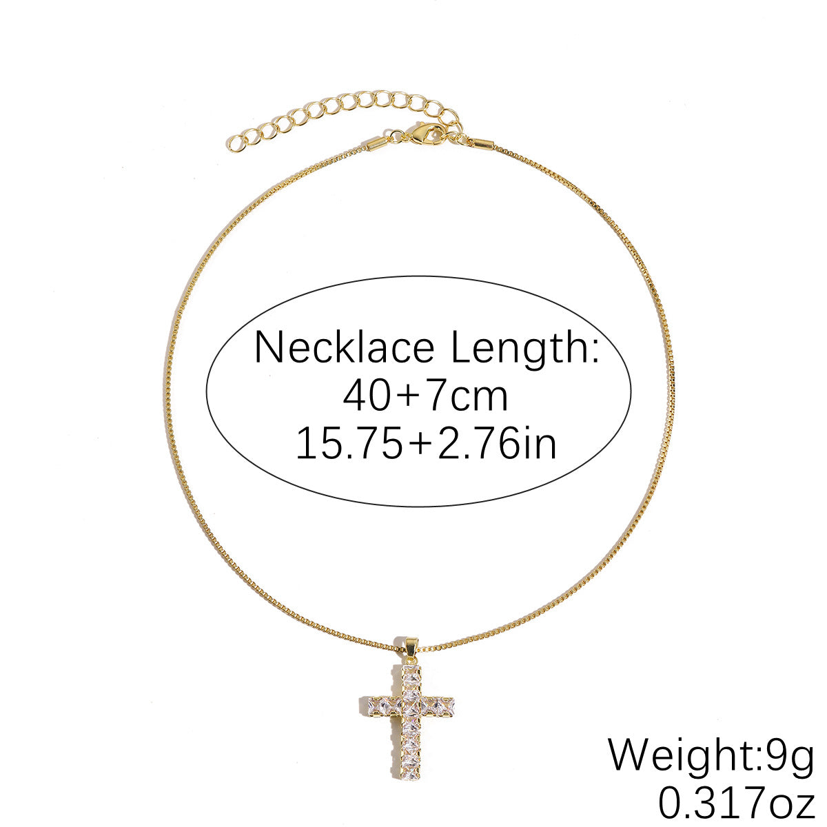 Zircon Cross Pendant Necklace