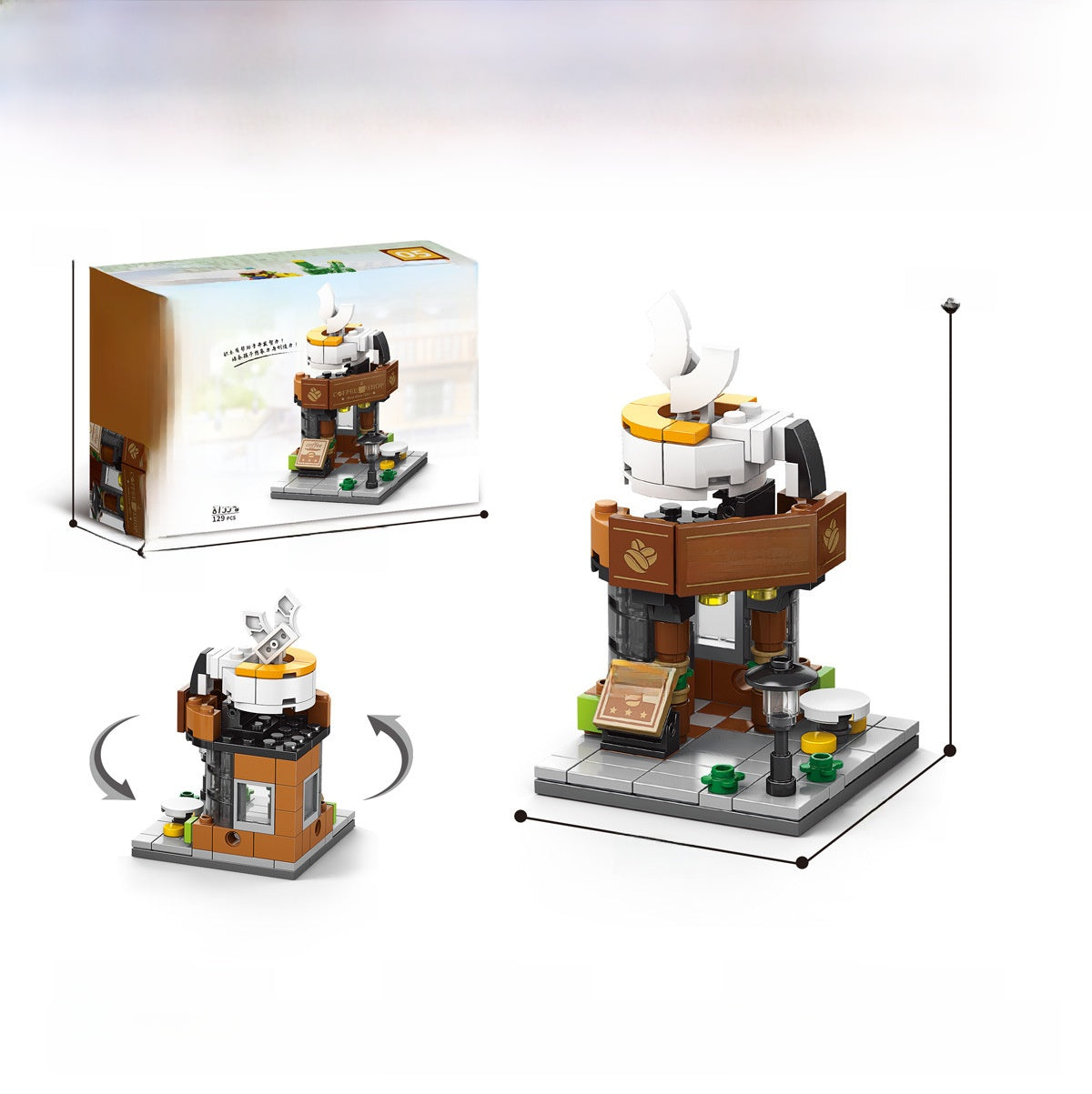 Mini Street View Building Blocks Set-Micro Architecture City Creator Bricks Toy, DIY Educational Village Model Kits for Kinds & Adults (Cafes, Shops & Castles)
