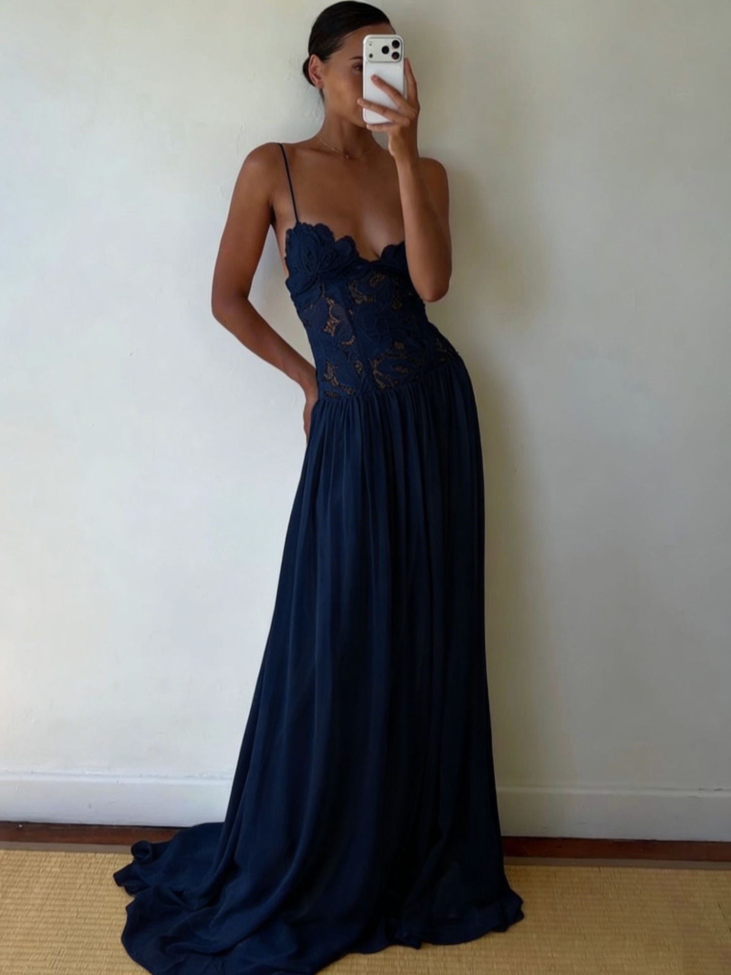 Embroidered Chiffon Maxi Dress