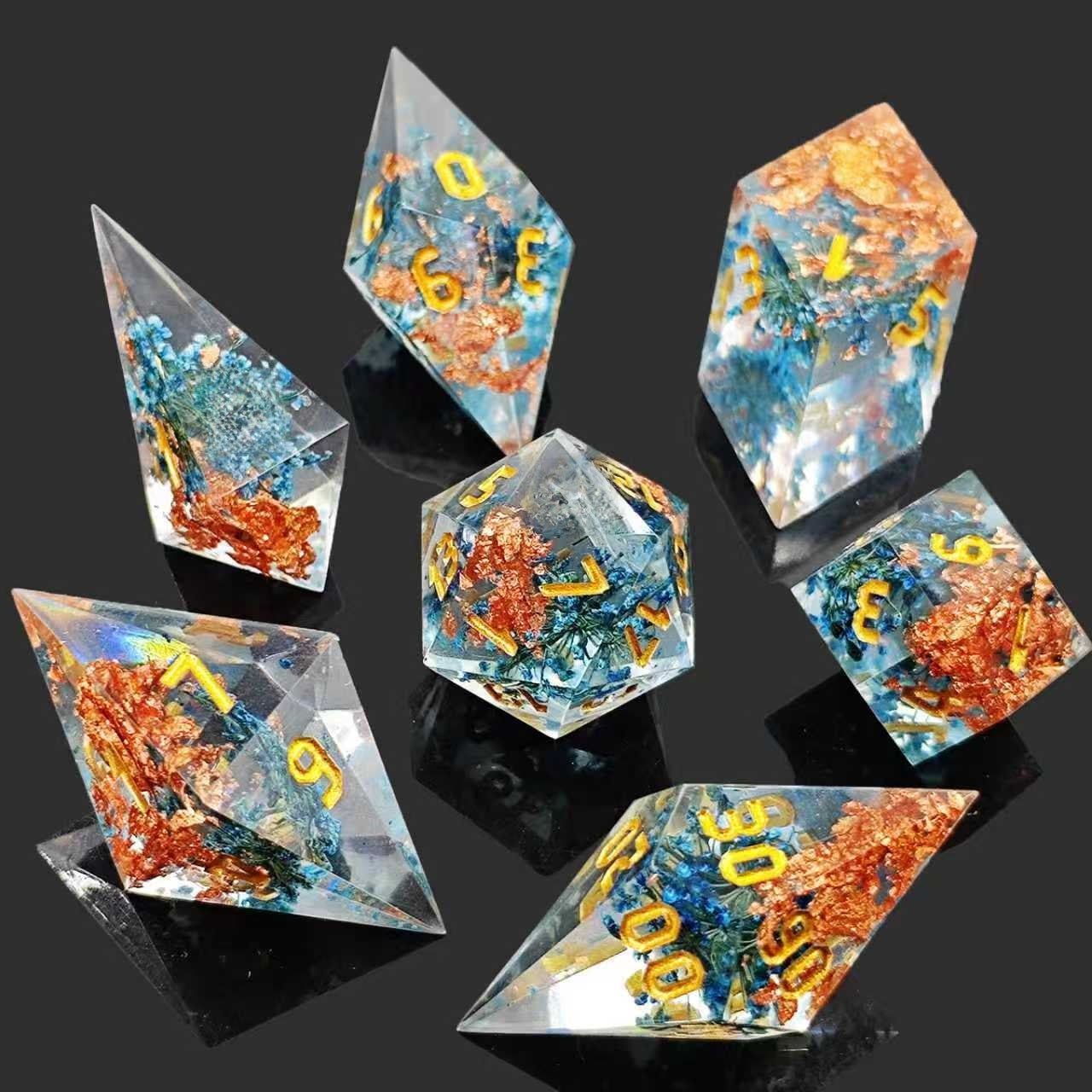 Epoxy Resin Polyhedral Dice Set for Tabletop RPG Games