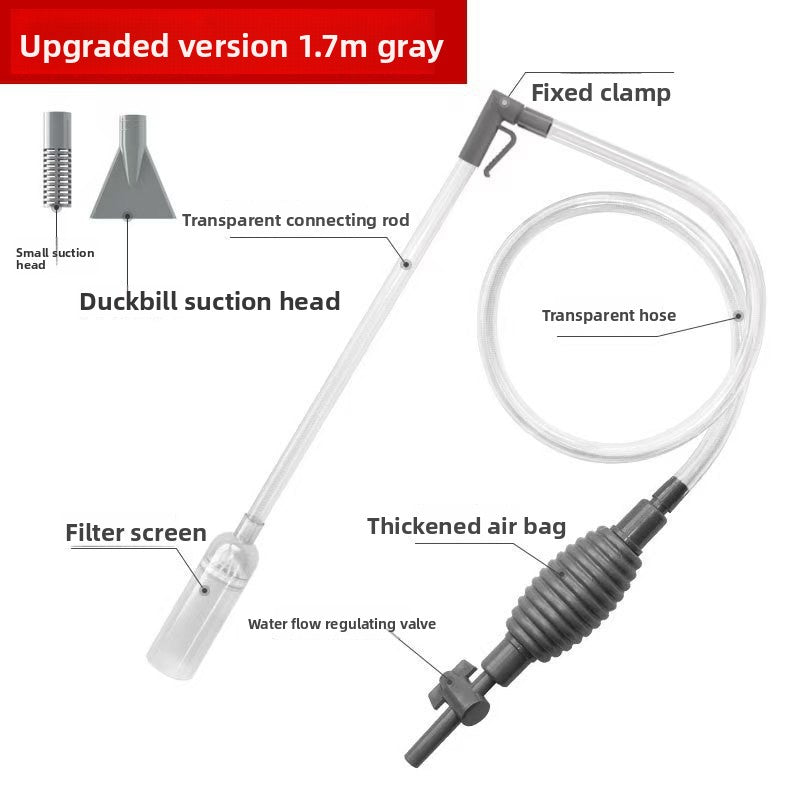 Multi-Function Aquarium Siphon Water Changer & Gravel Cleaner - Manual Fish Tank Sand Washer Vacuum Kit with Duckbill Attachment (1.5m - 3m)