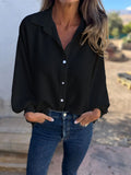 Women's Lapel Button Front Long Sleeve Shirt