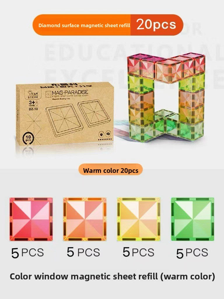 Diamond Surface Magnetic Tiles Stem  Building Block set Translucent Geometric 3D kits